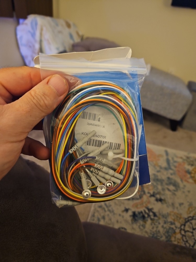 EEG Silver Cup Electrodes, 59 Inch Multicolor Cables, DIN 1.5mm