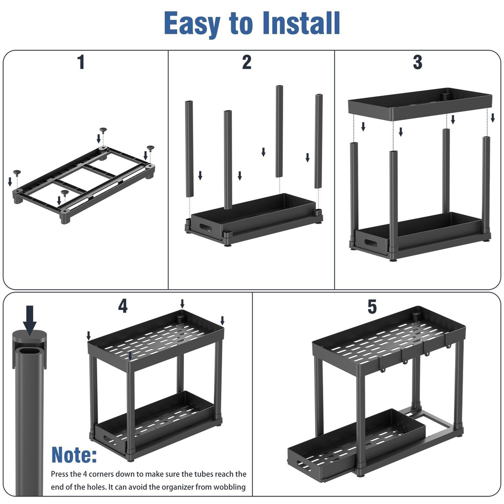 2 Pack Pull-Out Storage Organizers, Under Sink Organizer and Storage for Bath...