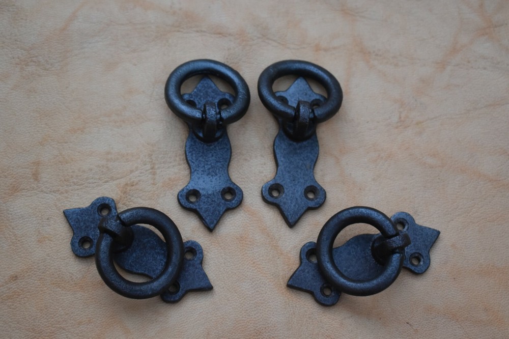 iron door knocker gate handle knob vintage cast pull drop handle Hardware 4 pcs