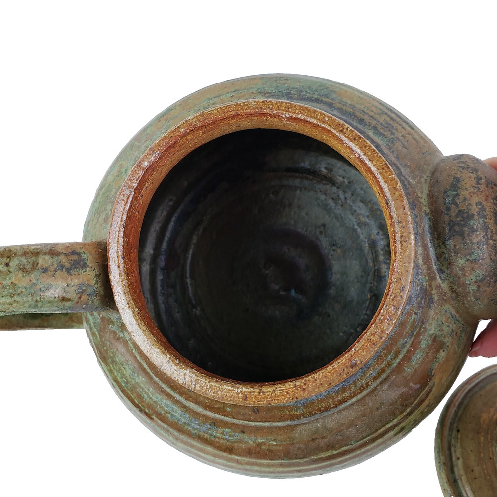 Tea Pot Green Pottery Lid 6-1/2"