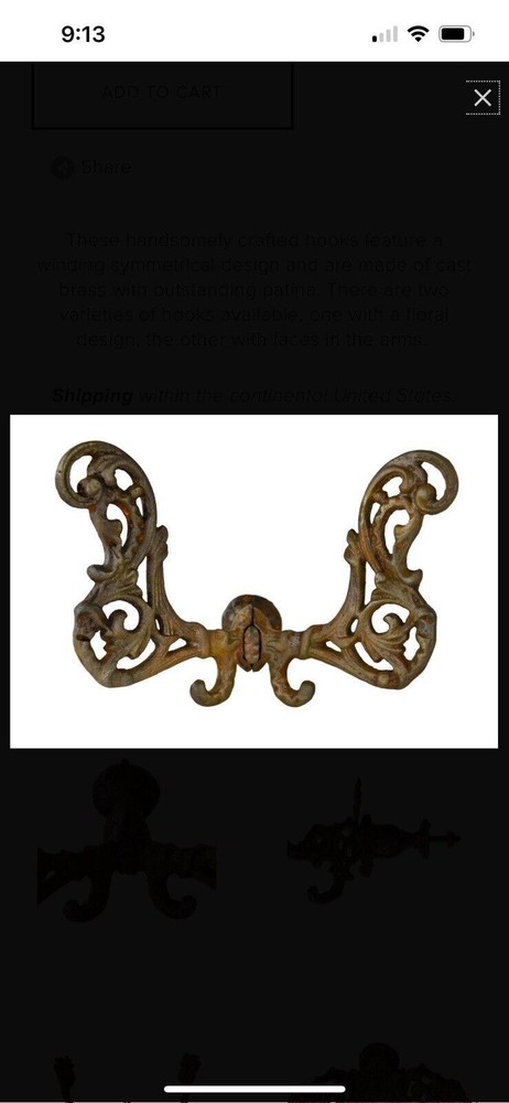 Victorian cast iron decorative hooks (Floral Design)