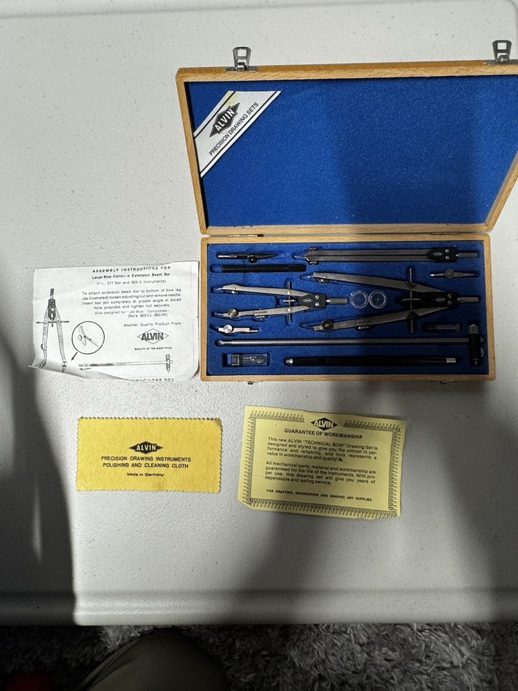 Alvin Technical Bow 13 Piece Vintage  Drawing Instrument Set