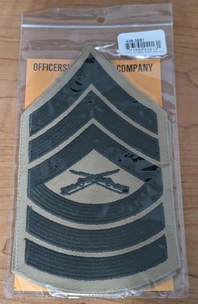 USMC Marines Chevron Master Sergeant USMC Patch Green Khaki Military E-8 MSGT