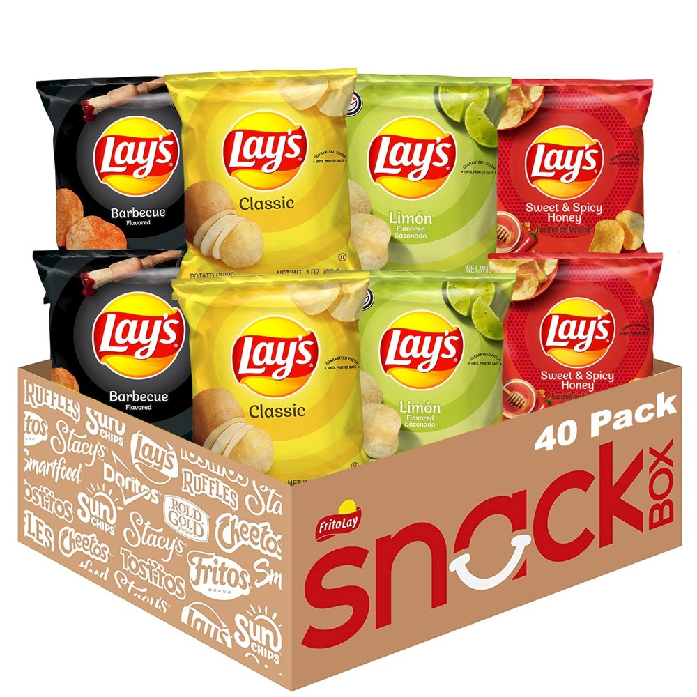 Potato Chips Variety Pack, Classic 1oz Bags, 40 Count Snack Pack