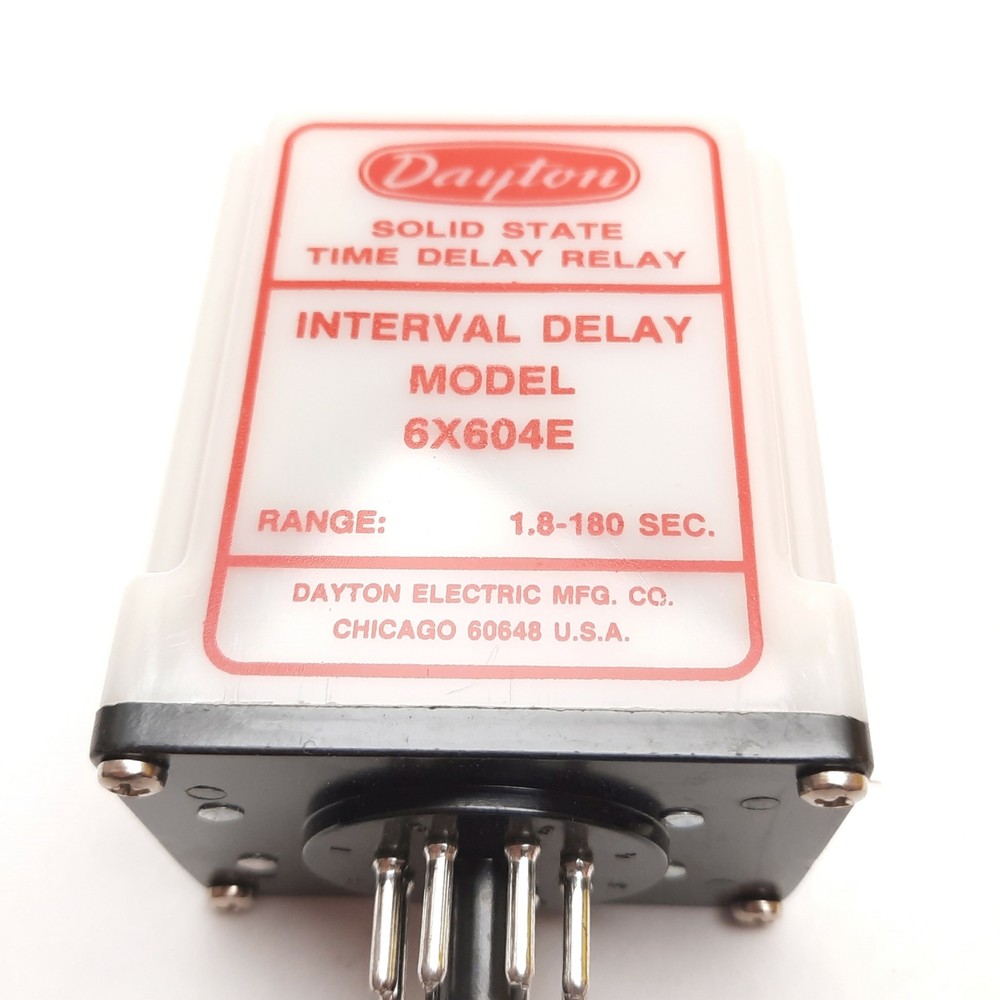 Dayton 6X604E Solid State Time Delay Relay, Interval Delay 1.8-180sec 120VAC