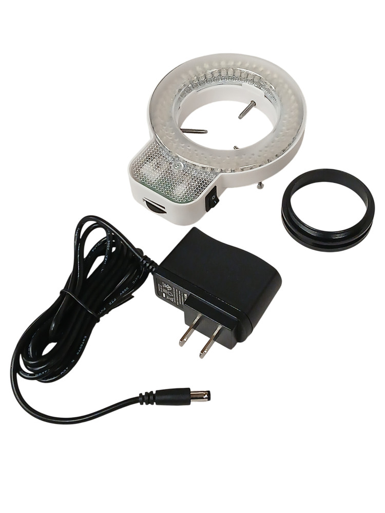 NEW AmScope 144S LED Adjustable Compact Microscope Ring Light + Adapter