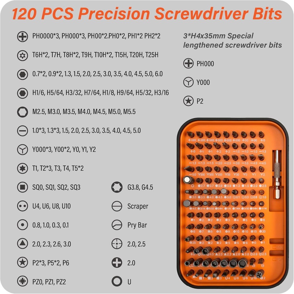 150 IN 1 Electronics Repair Kit Precision Screwdriver Set S2 Bits Tools Case