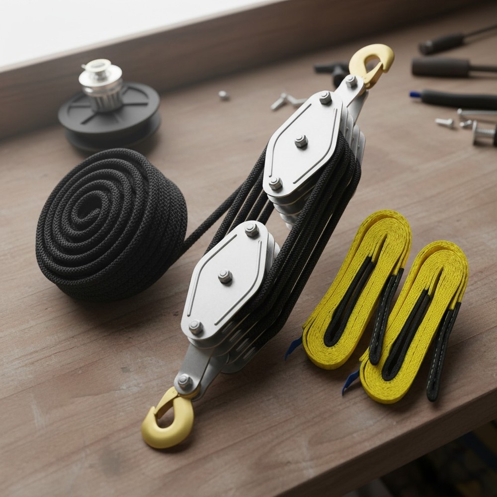 65ft 8:1 Lifting Hoist Pulley Block - Durable, Lightweight & Versatile System