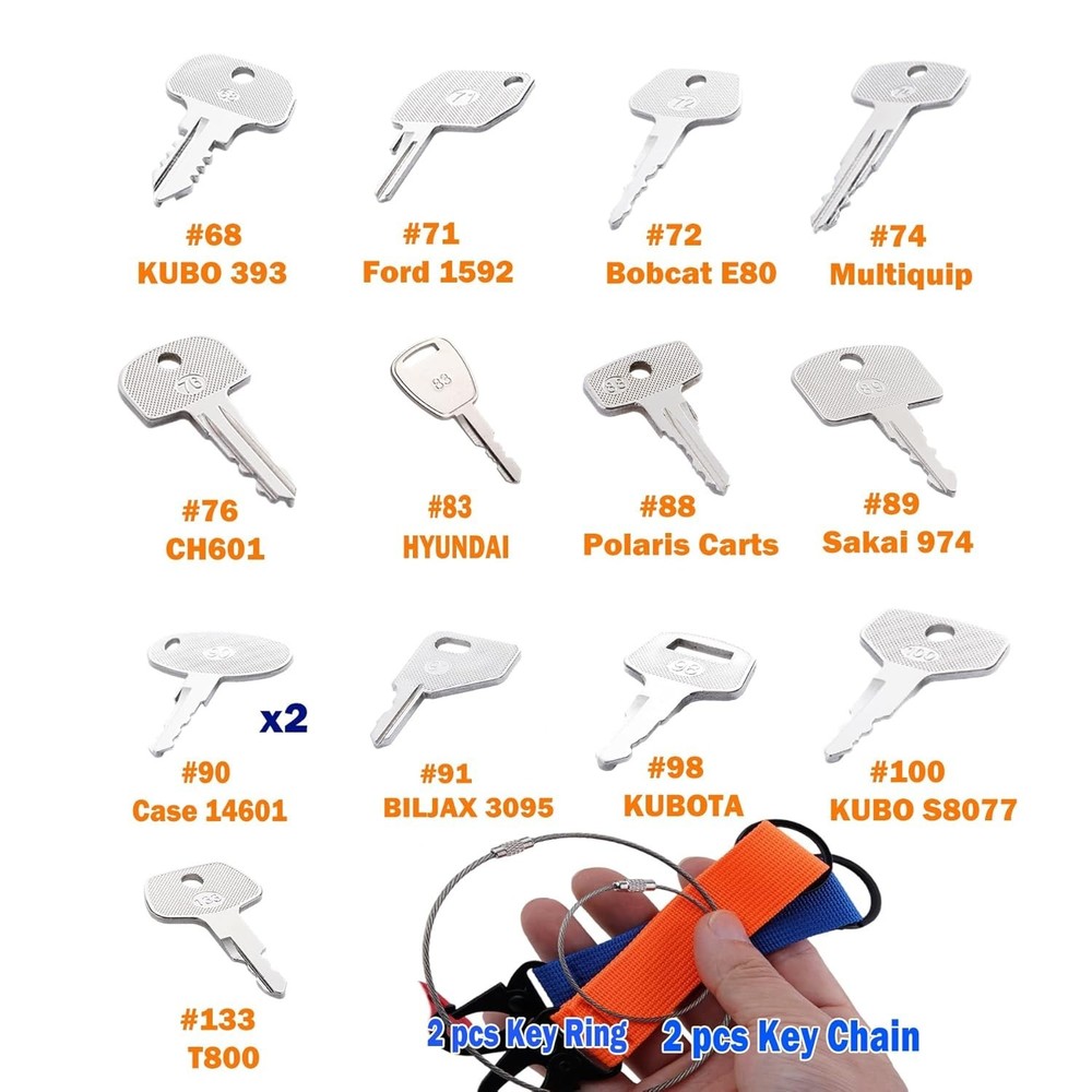 Construction Ignition Key Set - 55 Keys for Various Brands