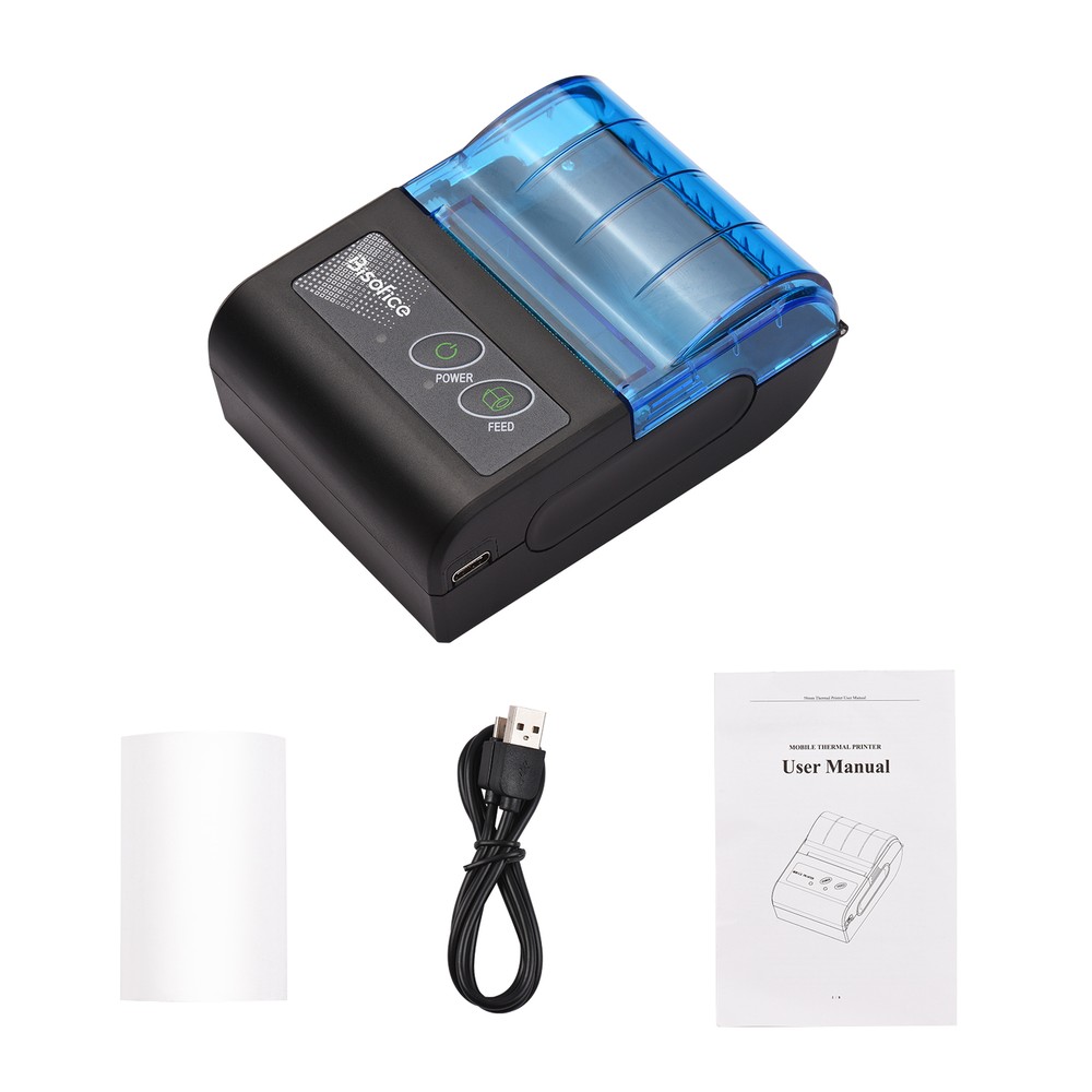 Bisofice 58mm Portable BT&USB Thermal Receipt Printer Mini Bill Ticket Printer E