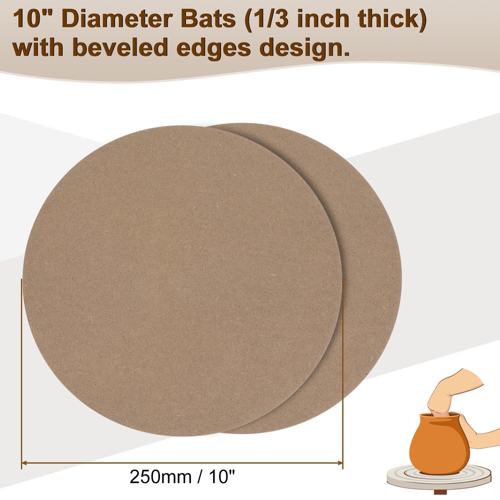 4 Pack 10" Pottery Wheel Bats 1/3" Thick Round Pottery Bat System