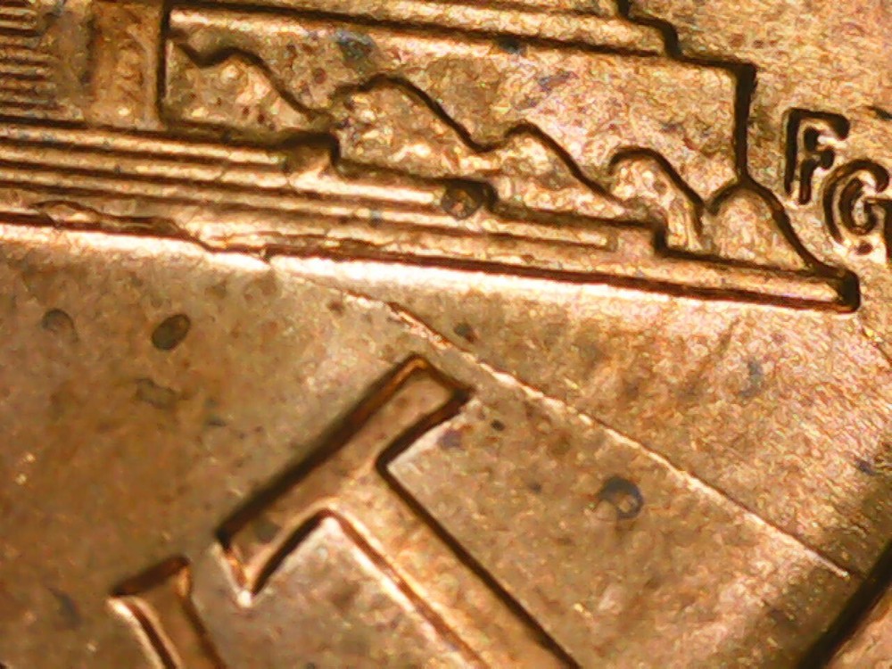 1990 Penny Die Crack Reverse