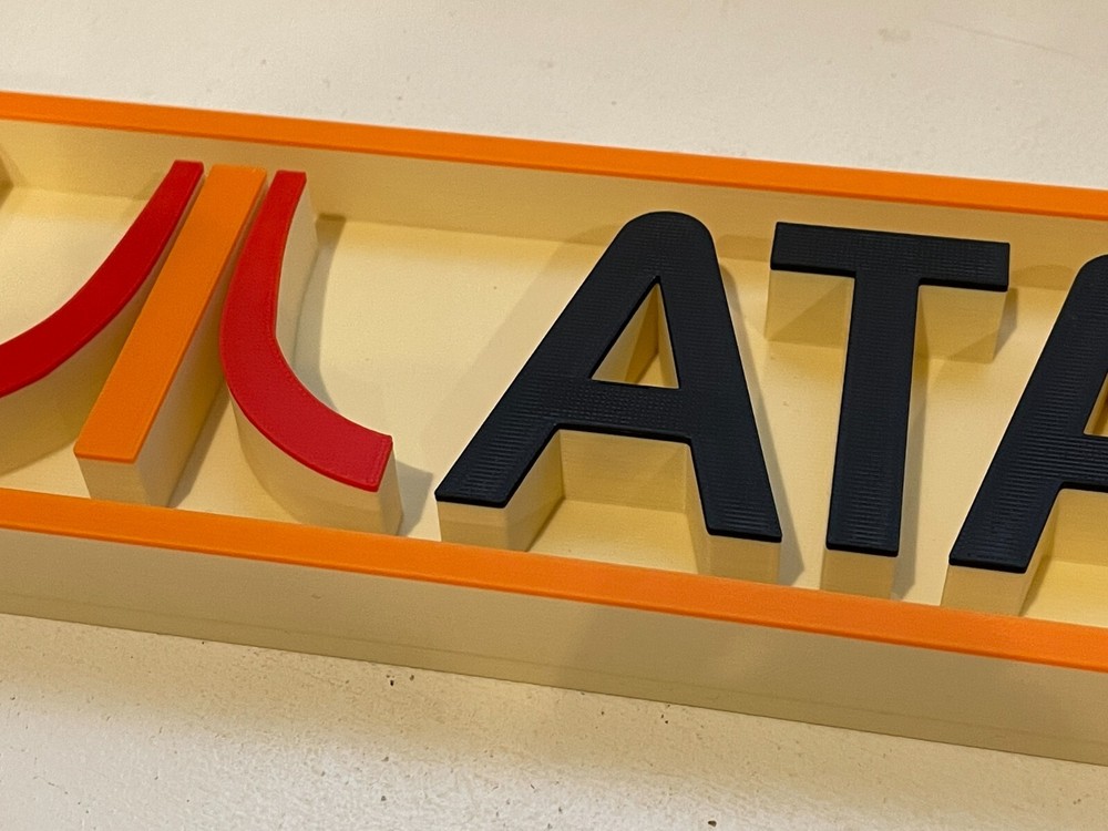 ATARI 3D printed game console placard, retro console sign, multi-color