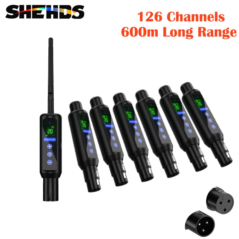 SHEHDS DMX Wireless Transmitter/Long-Range/Rechargeable Receiver Stage Par Light