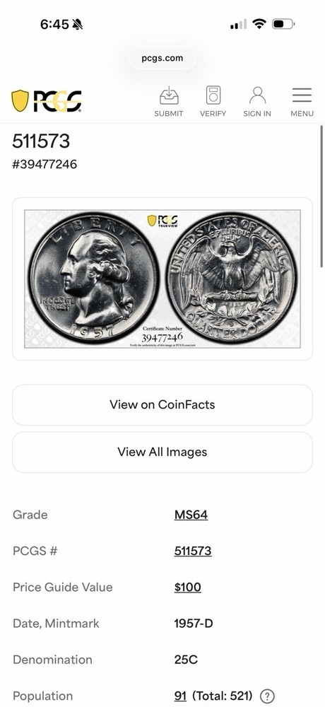 1957-D PCGS MS64 Misplaced MM FS-501