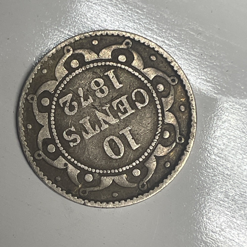 1872 H Newfoundland Silver 10 Cents