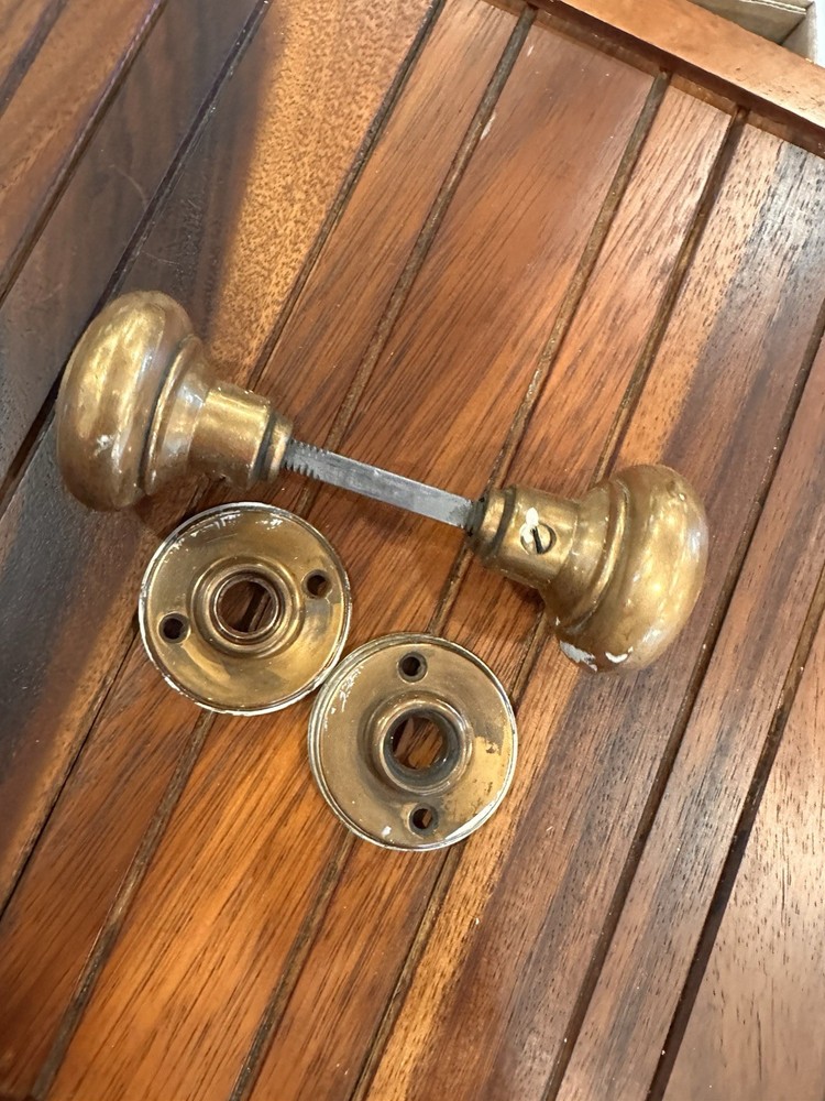 Antique / Vintage Door Knobs Cast Solid Brass Set Victorian Old Door Hardware