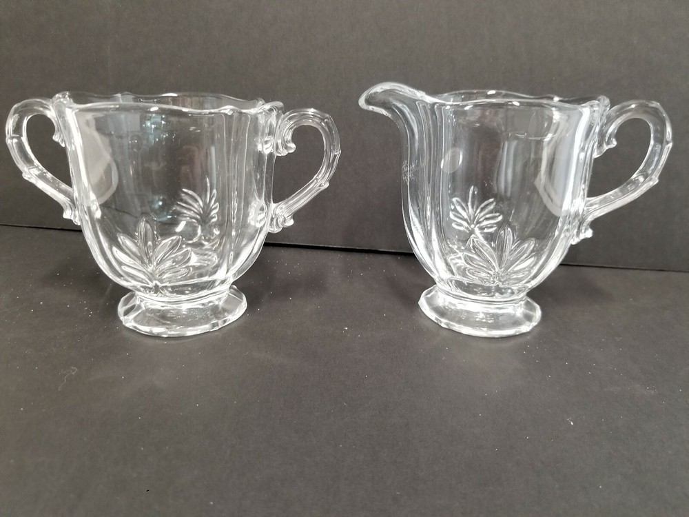 Fostoria Baroque Clear Creamer & Sugar