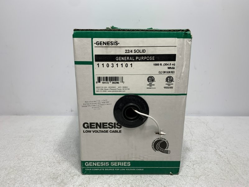 Genesis 11031101 Cable 22/4 Solid 1000' White