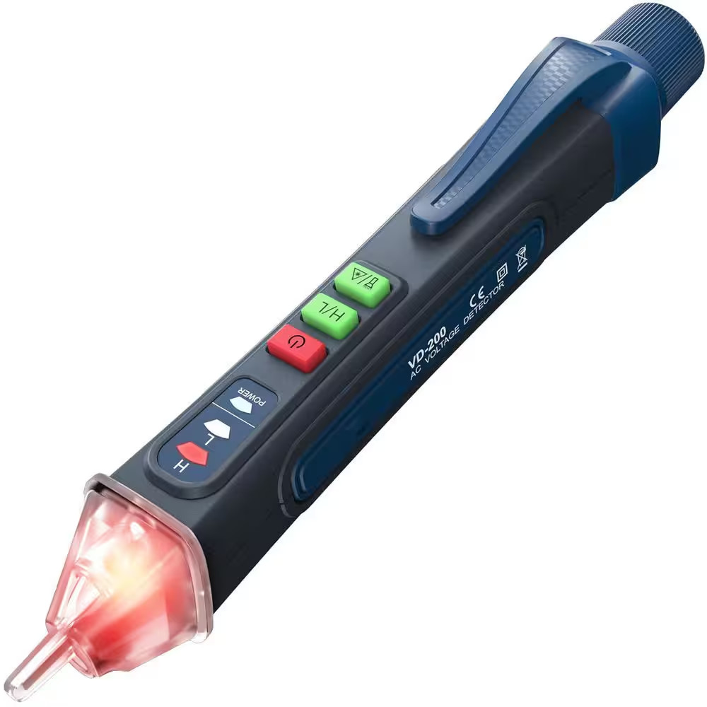 Dual Range Non-Contact Voltage Tester with LCD Display, Flashlight, and Audible