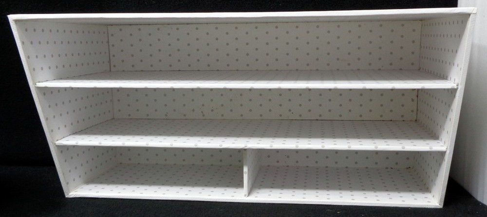 SEE JANE WORK 4-Section White & Gray Dot Angled Desktop Organizer