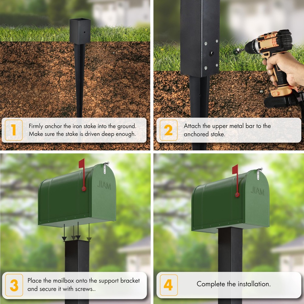 BTRAM Heavy Duty Mailbox Post, 43" InGround Mounting Post for Use with Mailbo...