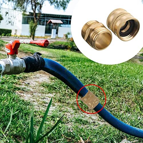2 Sets Garden Hose Adapter, 3/4 Inch Solid Brass Hose Connectors Adapters