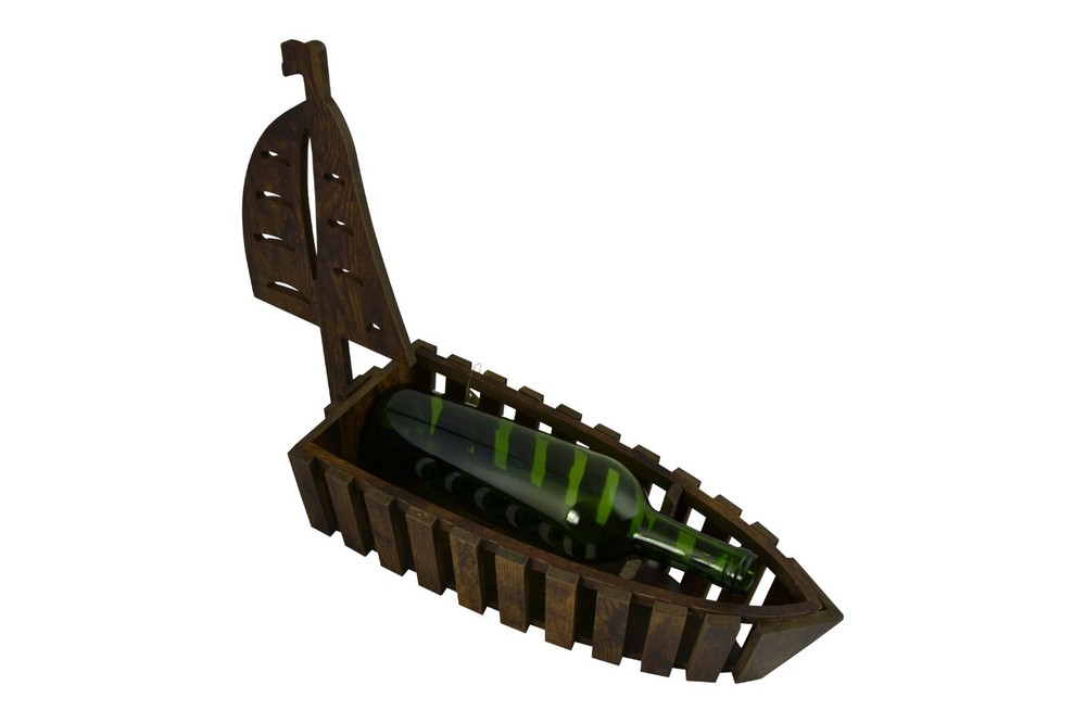 8" Wooden Sailboat Bottle Holder