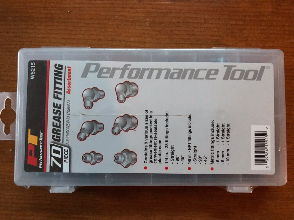 70 Piece Grease Fitting Assortment Pack w/ Storage Case New