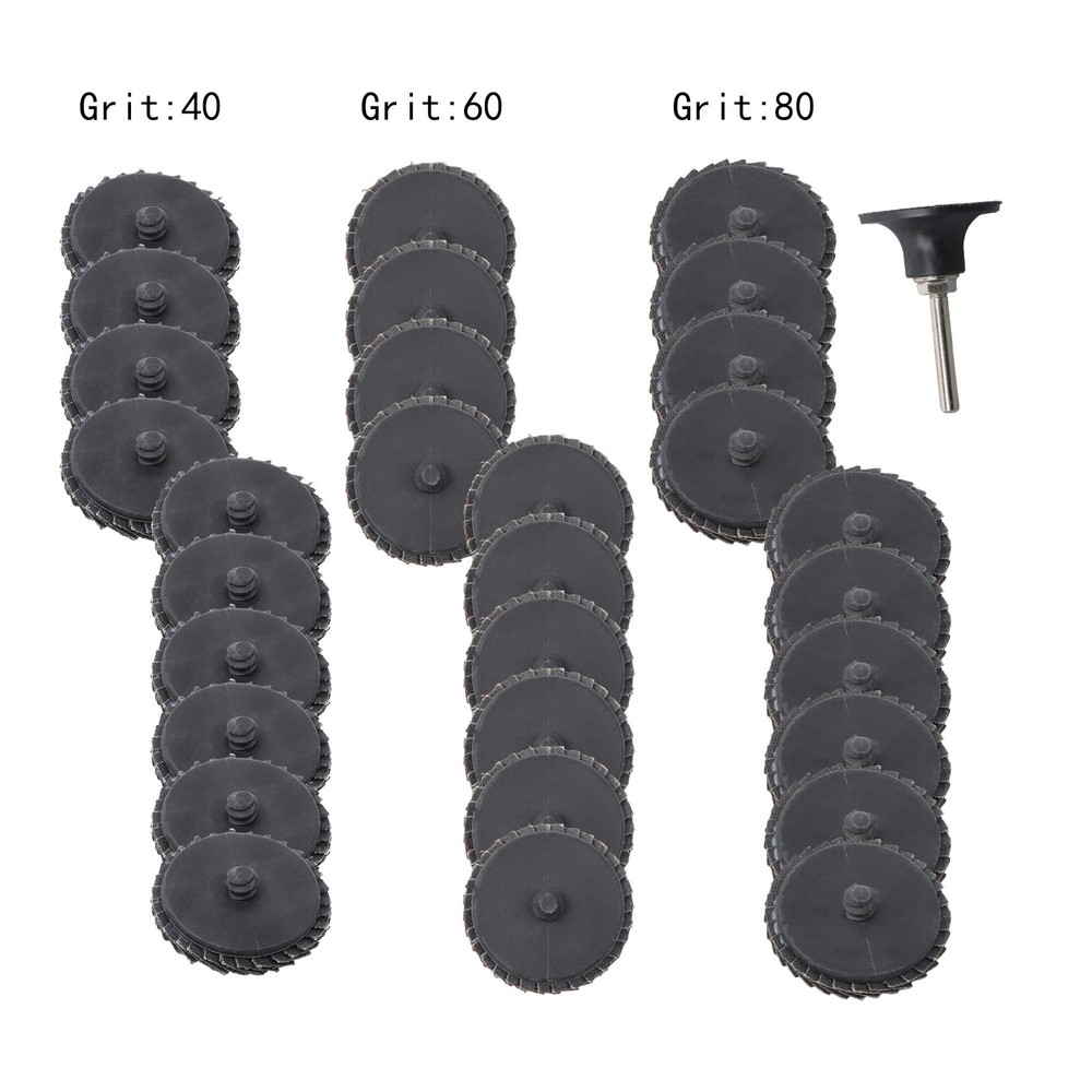 30Pcs 2 Inch Mixed Curved Roll Lock Quick Change Sanding Discs 1 Pcs 1/4" Holder