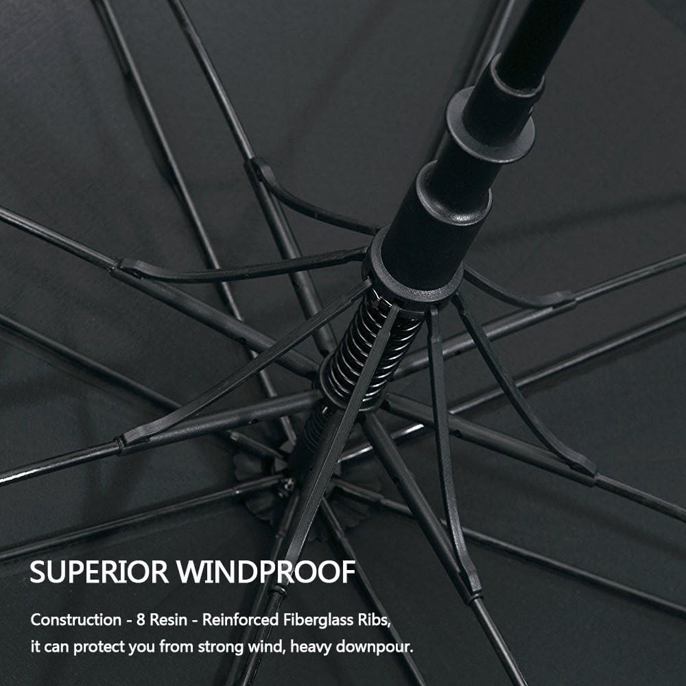 47In Automatic Open Golf Stick Umbrella Oversize Double Canopy Vented Waterproof