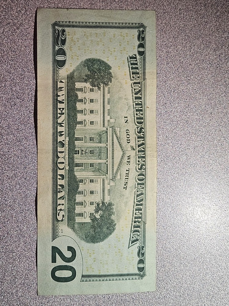 2004 miscut/print twenty $20 dollar bill.