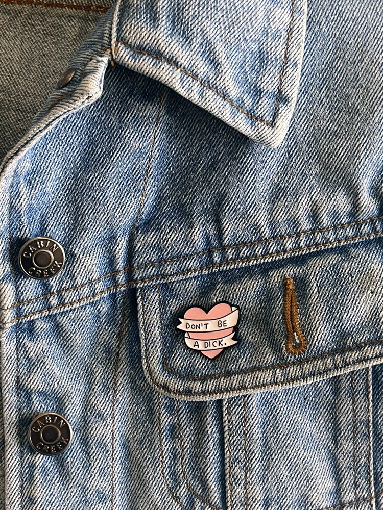 “Don’t Be A Dick” Scroll Heart Shaped Enamel Pin - Excellent Condition