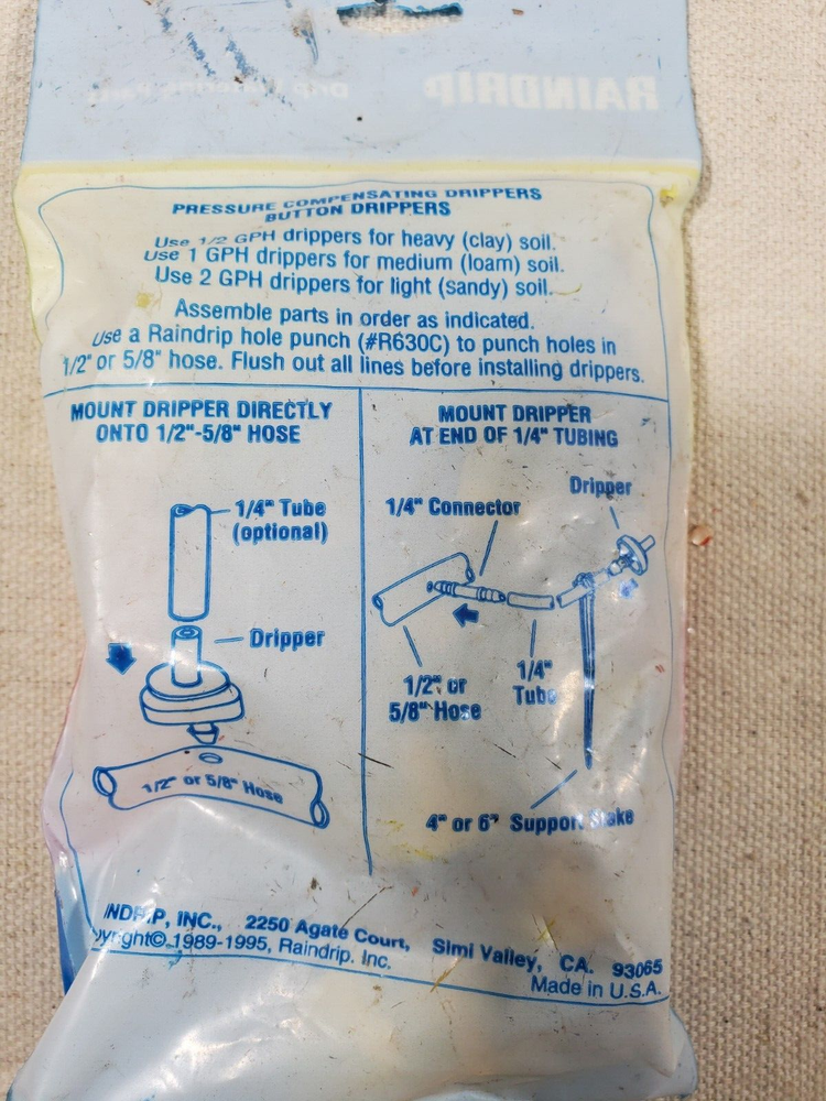 Rain Drip System 108025, 2 GPH Button Inline Drippers - QTY 25