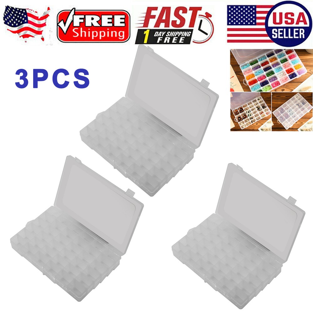 3 Pack 36 Grids Clear Plastic Organizer Storage Box Container Craft Adjustable