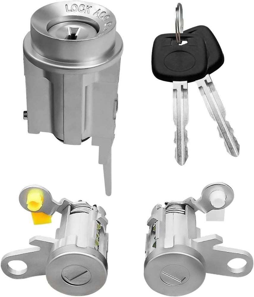 Ignition Switch Lock Key and Front Door Lock Cylinder Set Compatible with Tacoma