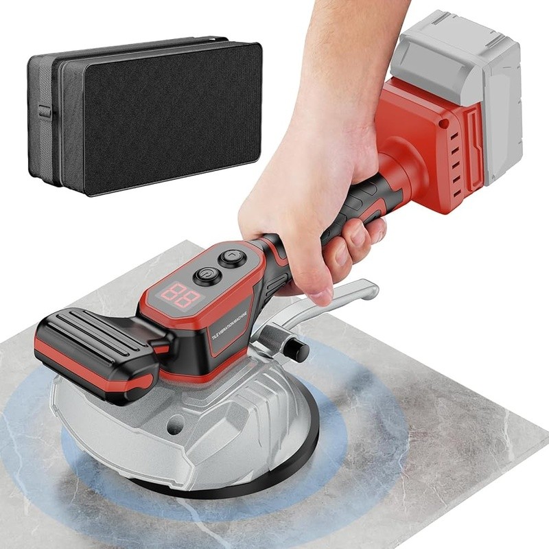 Cordless Tile Vibration Tool 8 Speed LCD Suction Cup 110 lbs Capacity Leveling