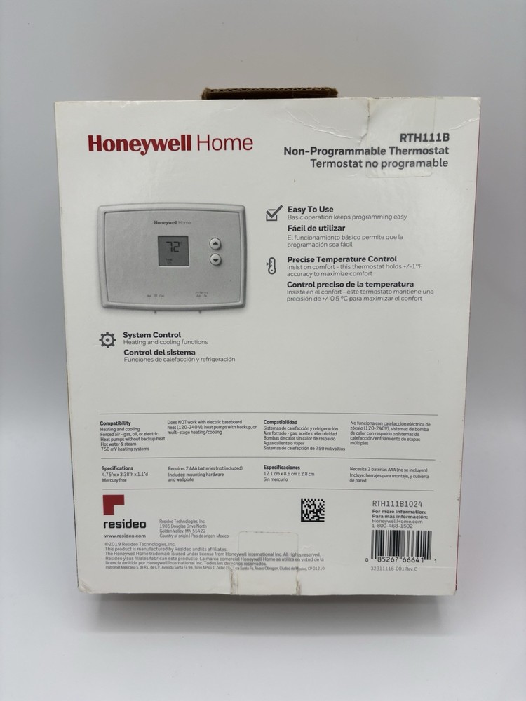 Honeywell Home RTH111B Thermostat Non-Programmable Digital Tested CC
