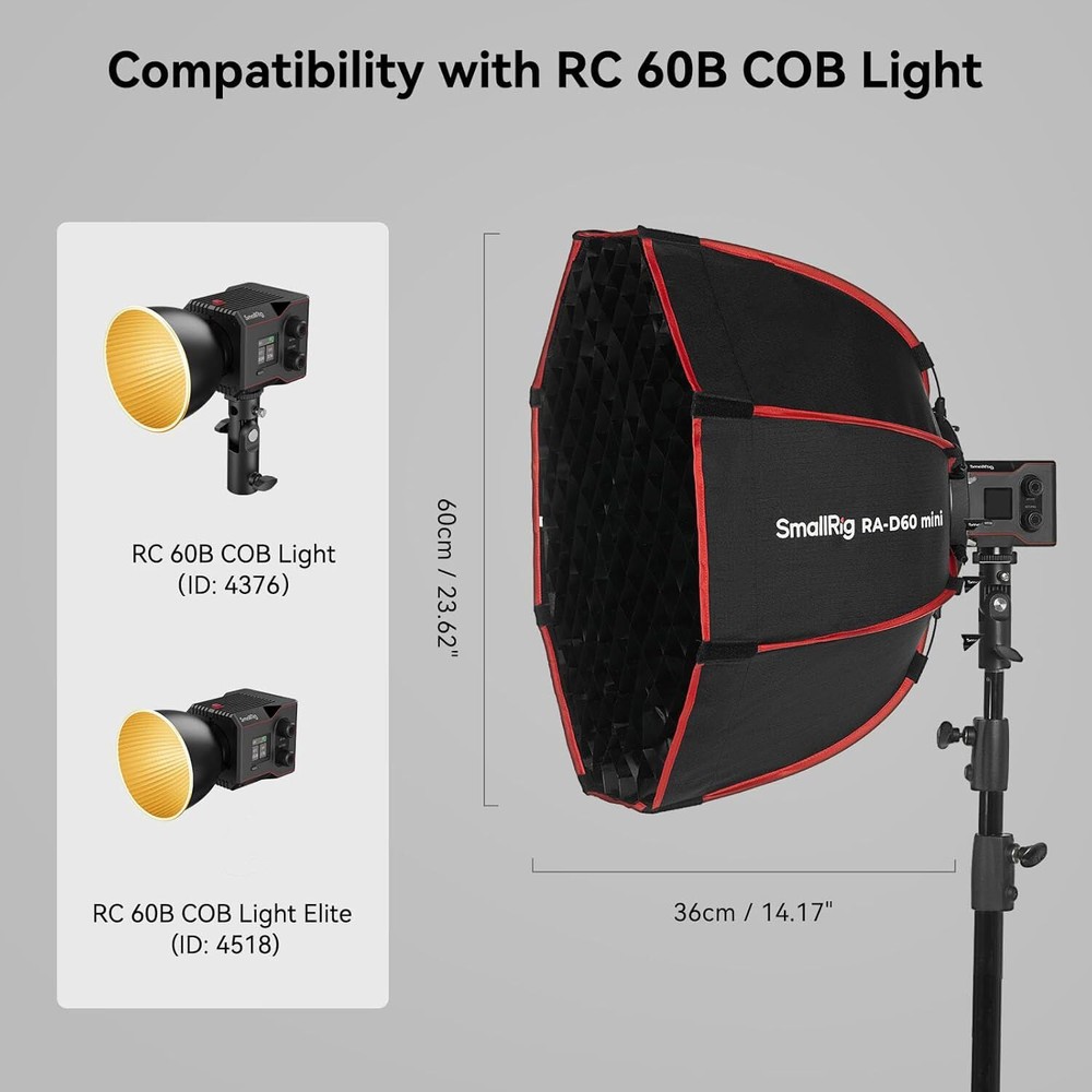 SmallRig RA-D60 mini Parabolic Softbox, 23.6" Quick Release Softbox 4682