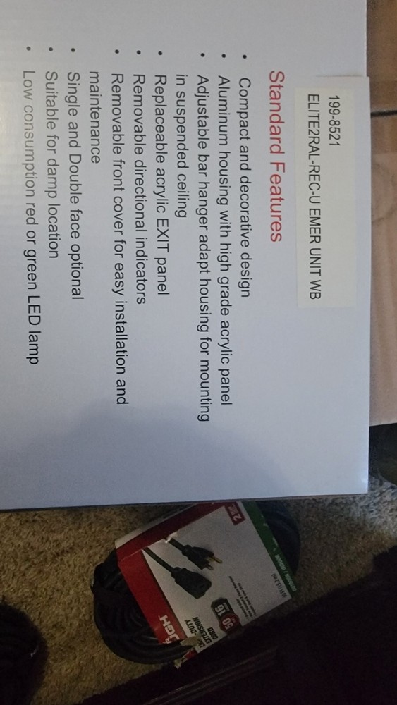 Uline H-8561 Edge Lit Acrylic Exit Sign Red