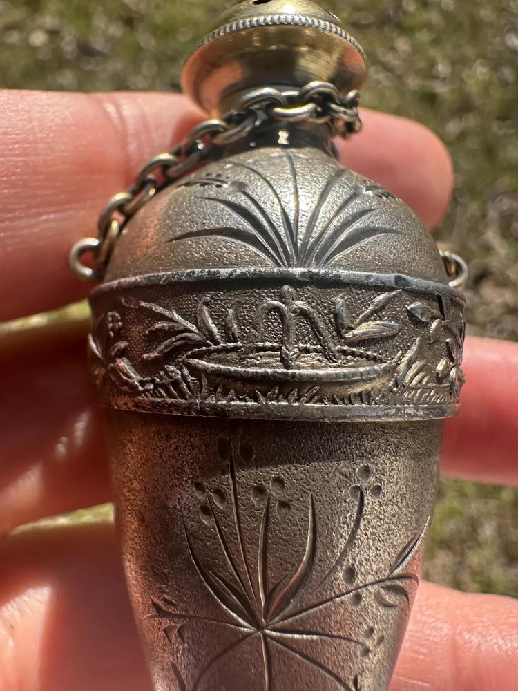 Antique Victorian Silver Chatelaine Perfumer Senct Flask Pomander