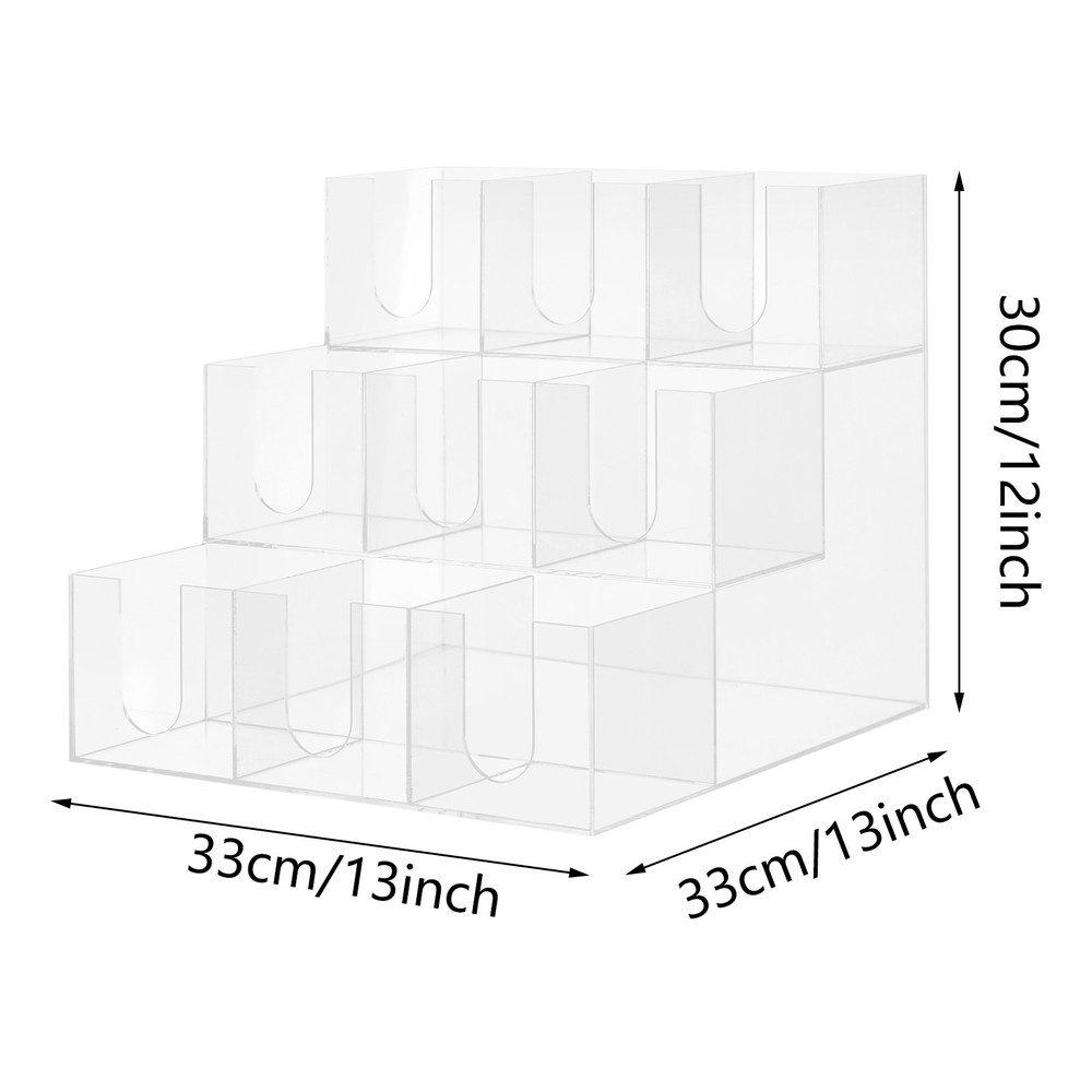 Acylic 9 Compartments Coffee Cup Holder Counter Top Disposable Cups Organizer