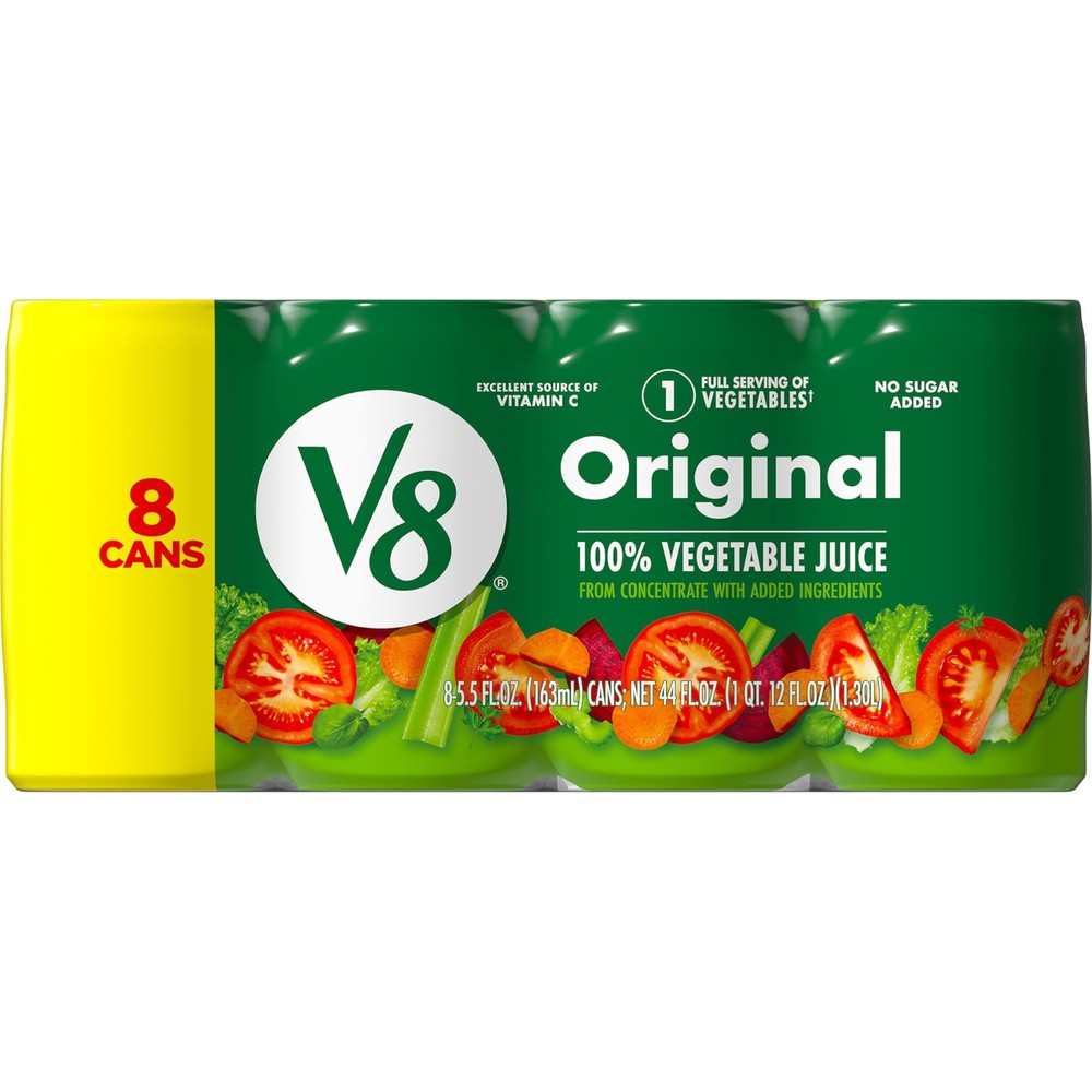 V8 Original 100% Vegetable Juice, 5.5 fl oz Can 8 Pack