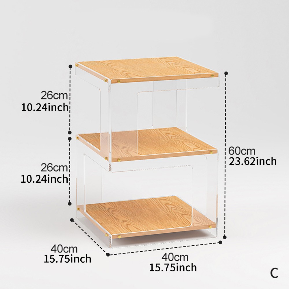 Acrylic Storage Cabinet Sidetable Nightstand Bedroom Bedside Table Organizer US