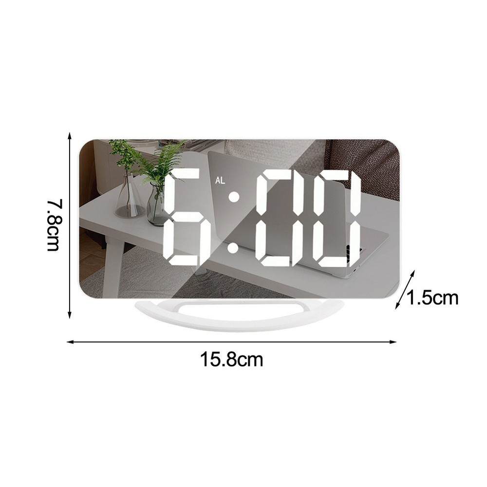 LED Alarm Clock with USB Power and Mirror Makeup Function with Light Sensor