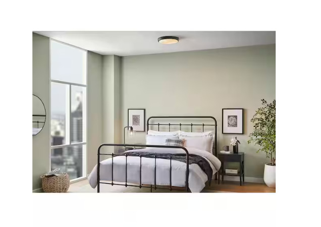 Commercial Electric 15" Matte Black LED Ceiling Flush Mount Adjustable CCT