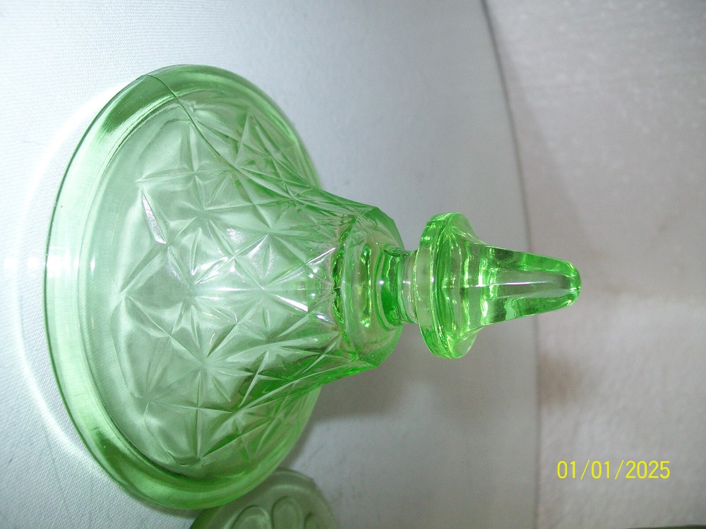 Green Depression Hazel Atlas Candy Jar