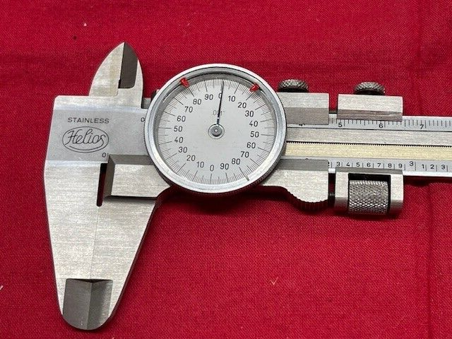 Helios Dial Caliper with Fine Adjustment, White Face, 6" - VINTAGE