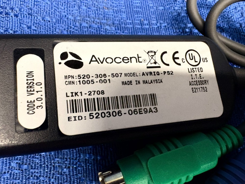 Avocent AVRIQ-PS2 KVM Server Interface Cable Adapter PS2 Module 520-306-507