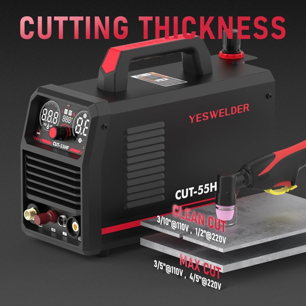 55 Amp High Frequency Plasma Cutter, Dual Voltage with Large Digital Display